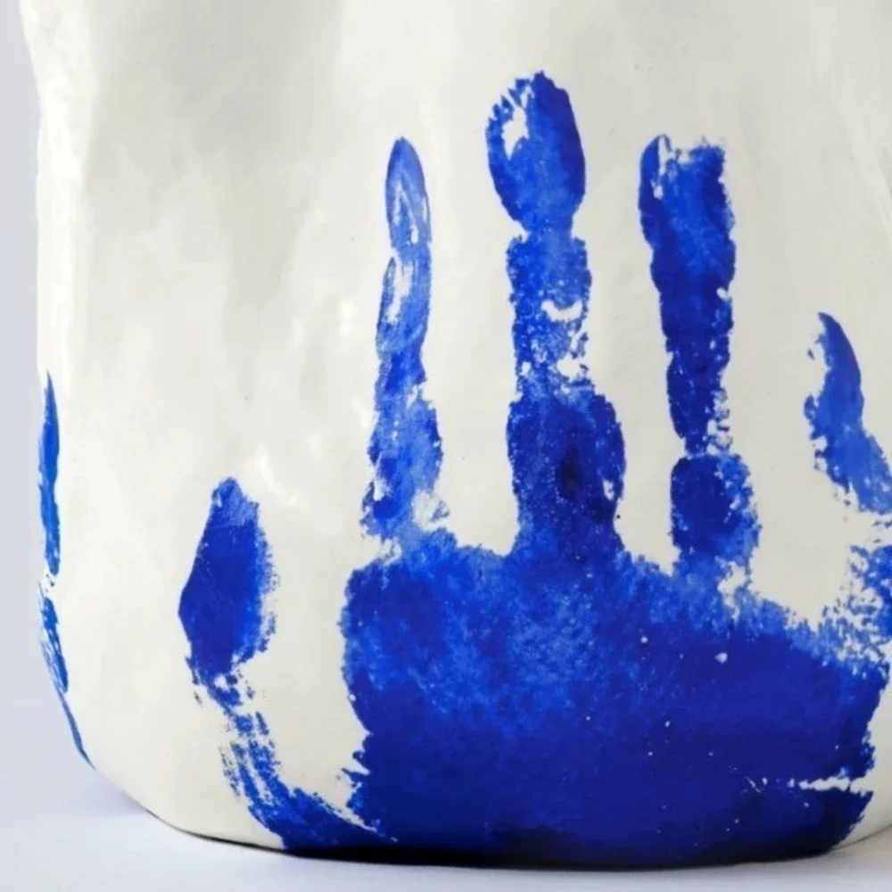 Vivee Yves Klein Georgia White and Blue Porcelain Vase